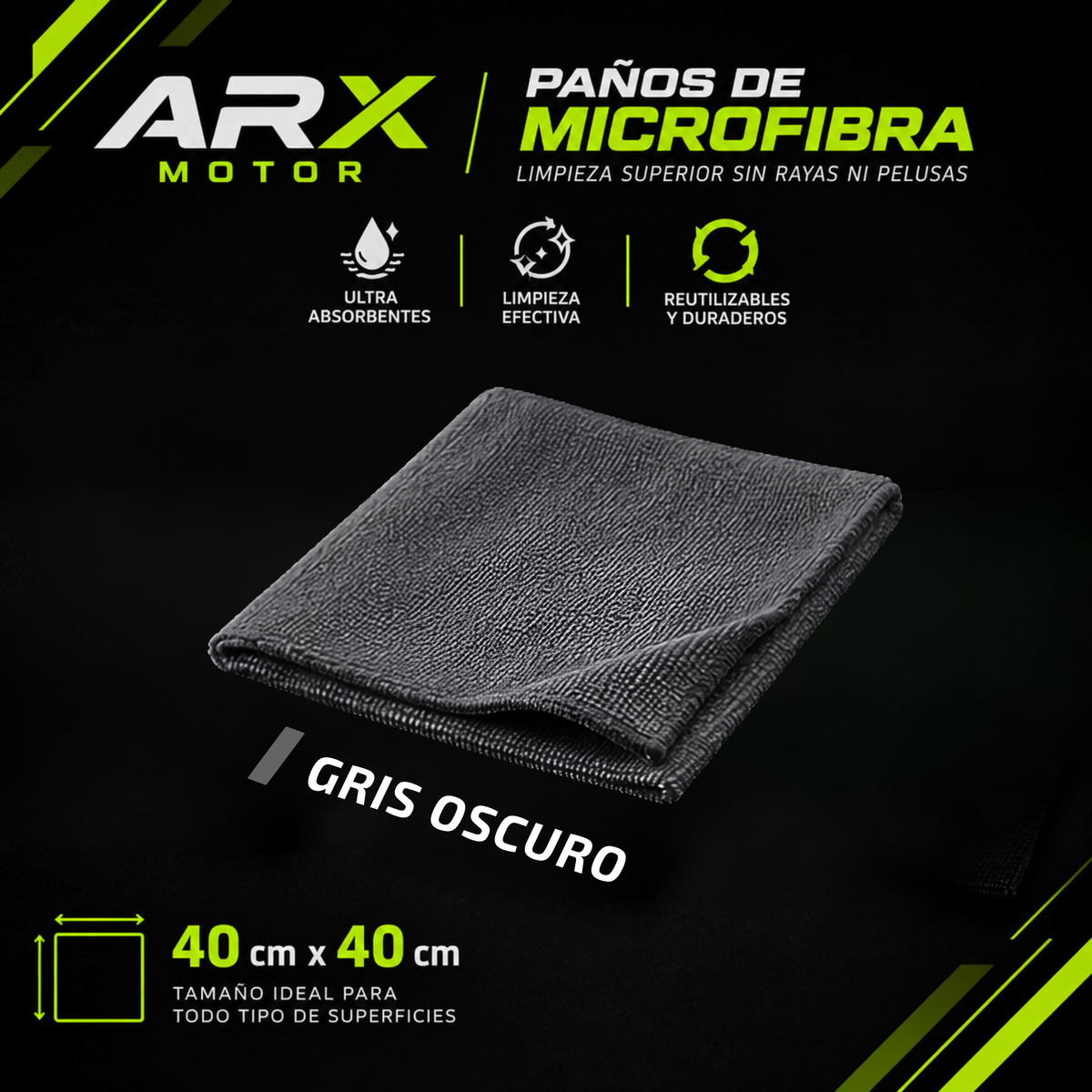 Paños de Microfibra colores varios 40 × 40 cm