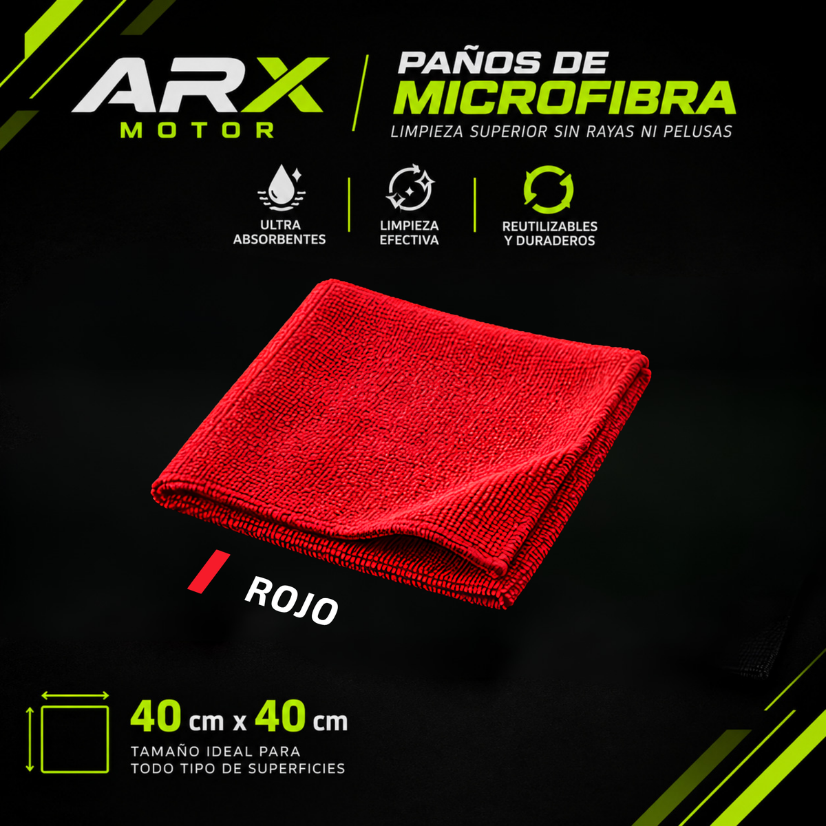 Paños de Microfibra colores varios 40 × 40 cm