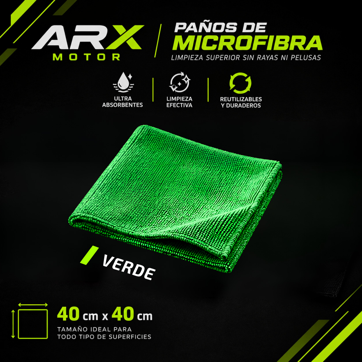 Paños de Microfibra colores varios 40 × 40 cm